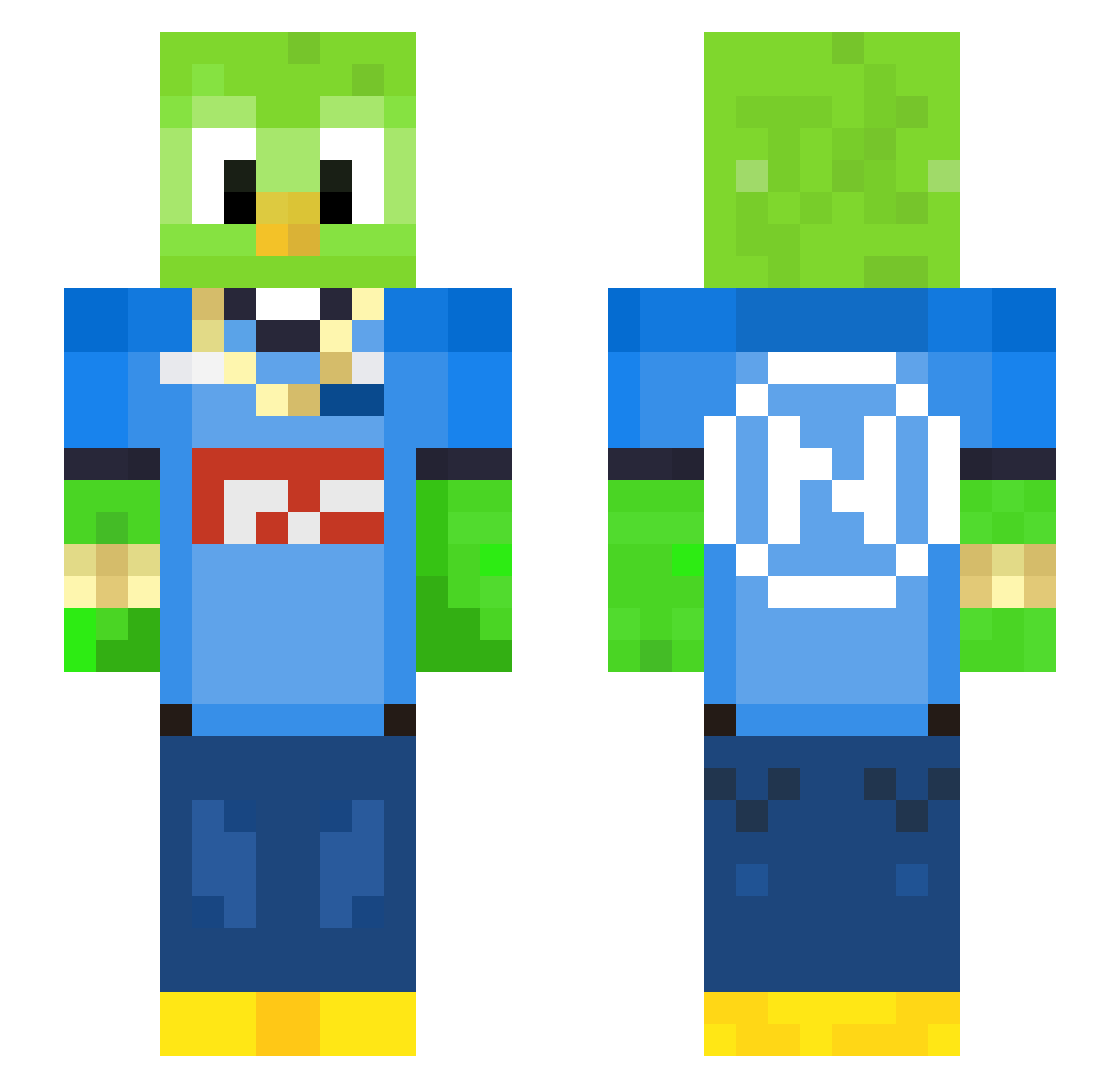 kekkowastaken Minecraft skin, front and back view