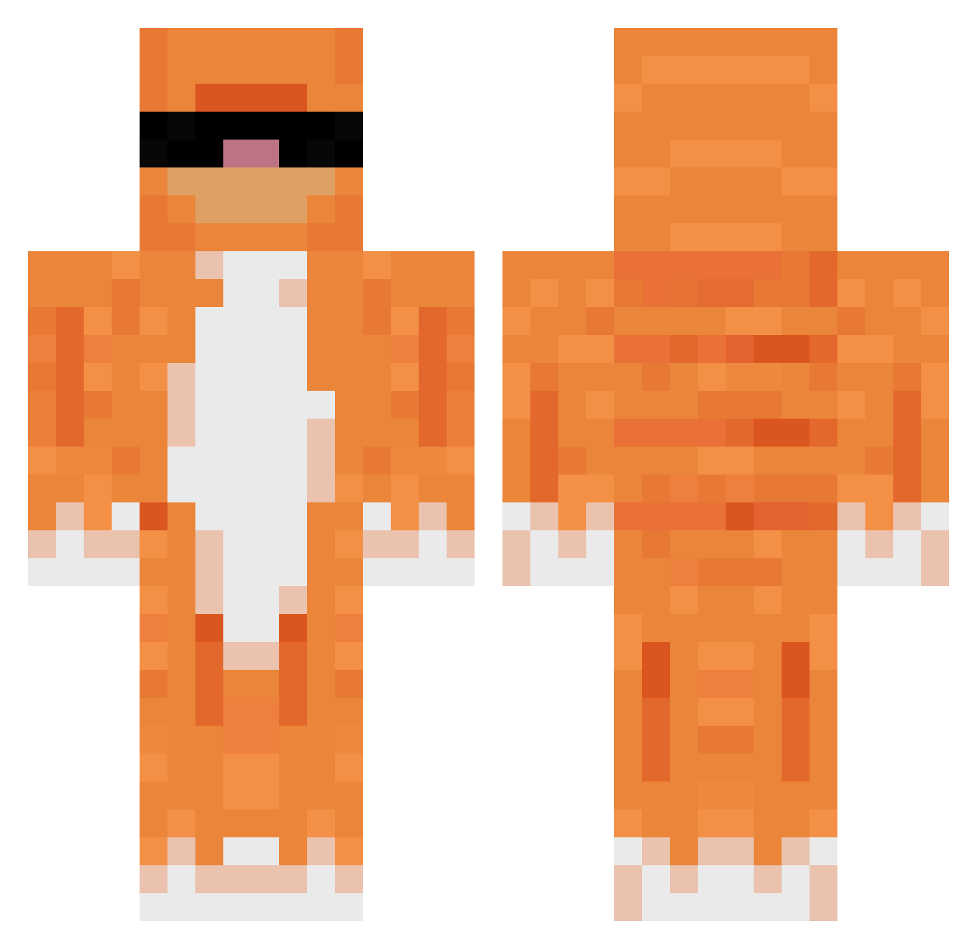 Sockeeto Minecraft skin, front and back view