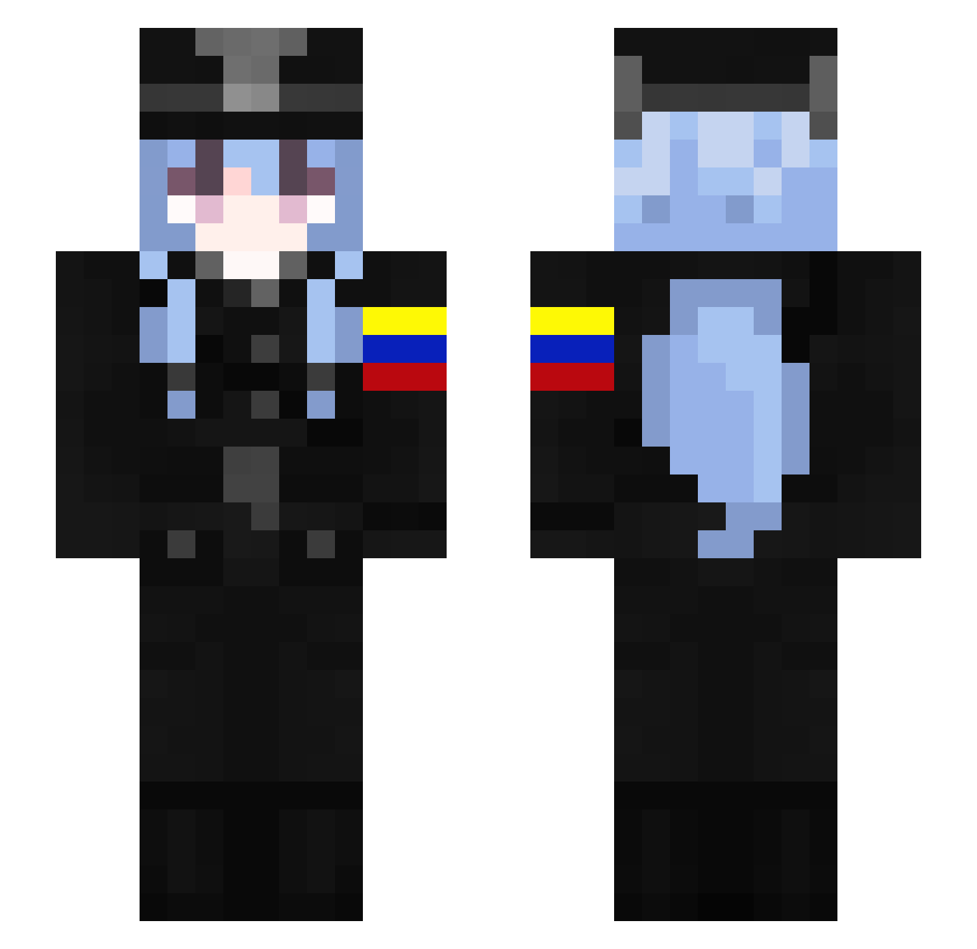 santiagq Minecraft skin, front and back view