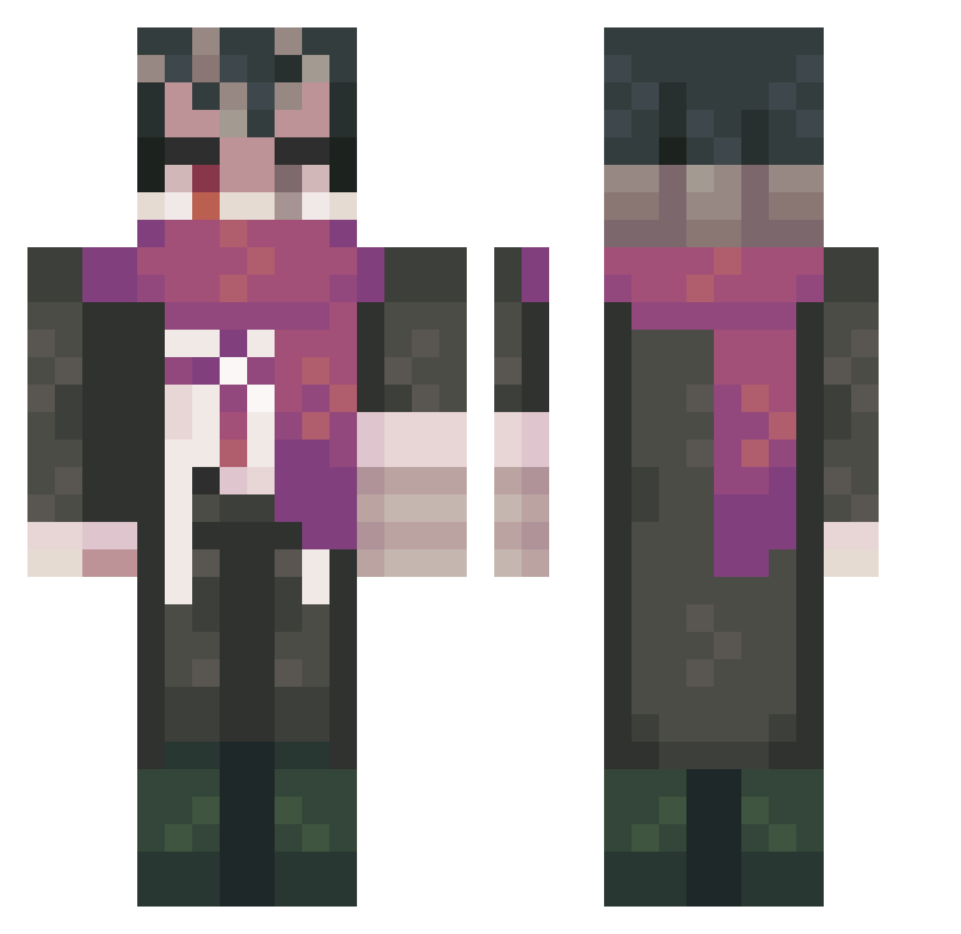 Aeda_nyan Minecraft skin, front and back view