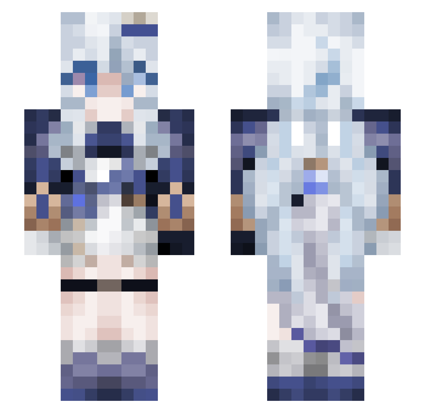 LunarianFox Minecraft skin, front and back view