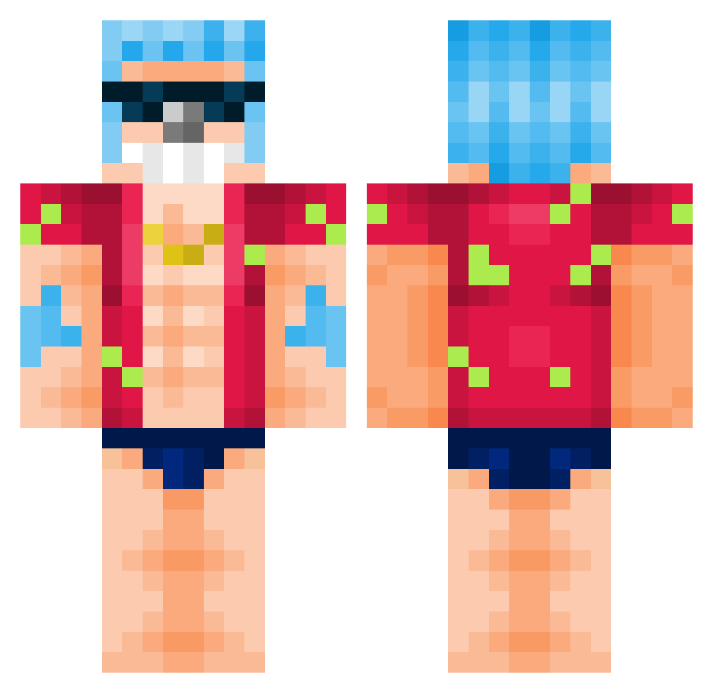 swheezyy Minecraft skin, front and back view
