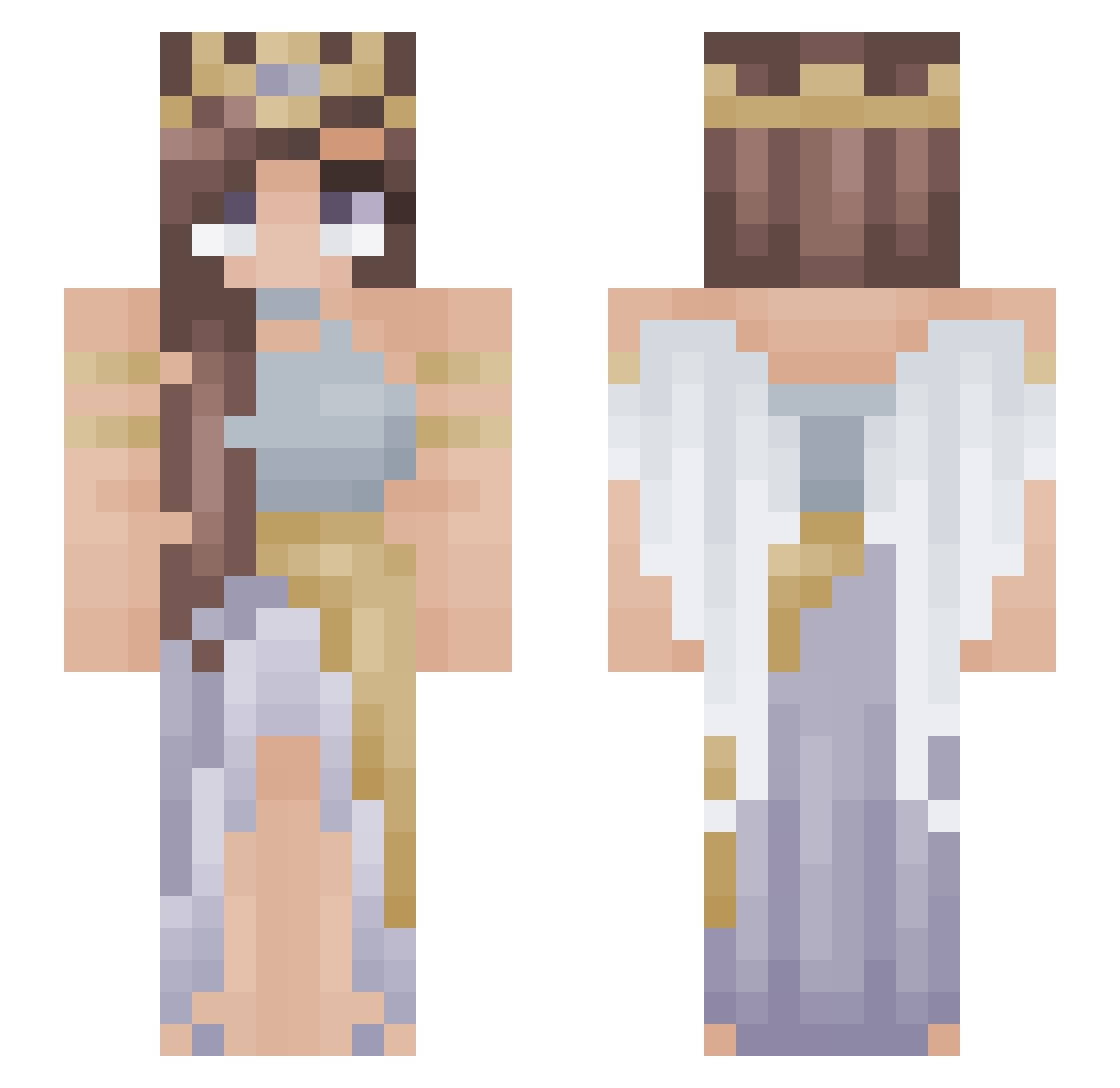 Ariella Minecraft skin, front and back view