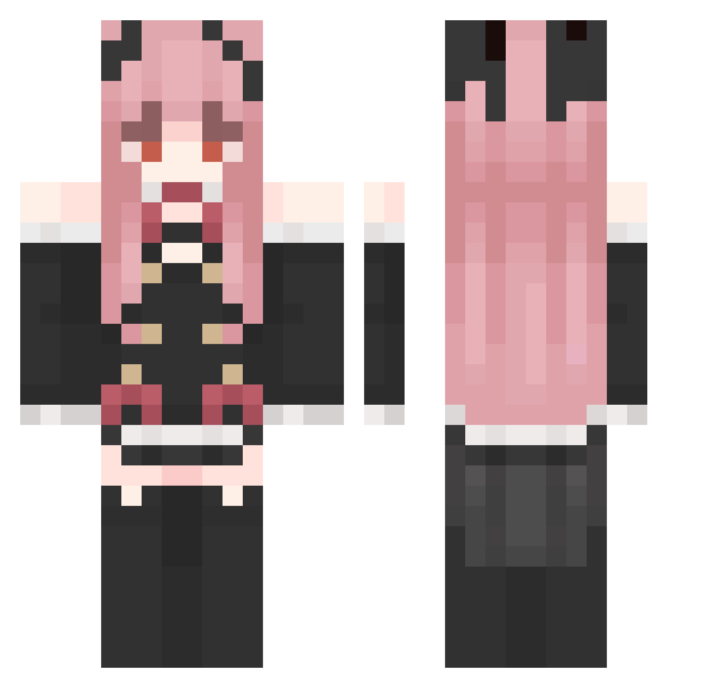strawbunnyy Minecraft skin, front and back view