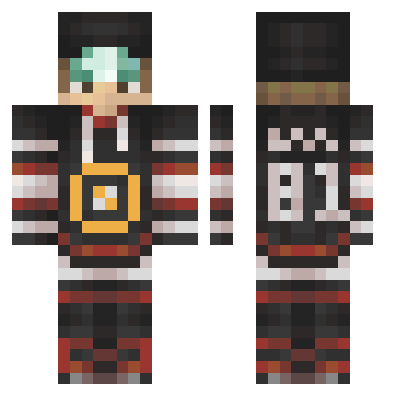 Indominatus Minecraft skin, front and back view