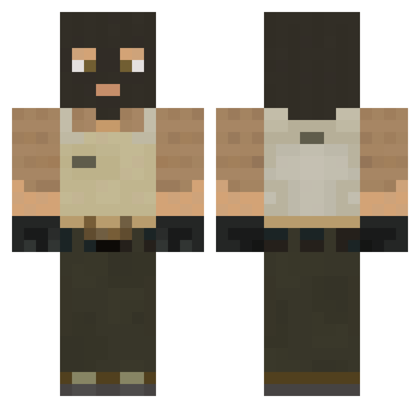 TheClutchKingCSG Minecraft skin, front and back view