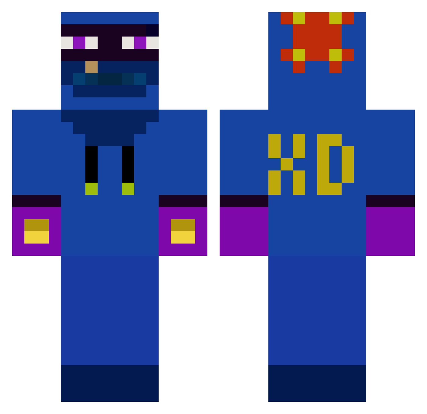 Maxeroyt1234 Minecraft skin, front and back view