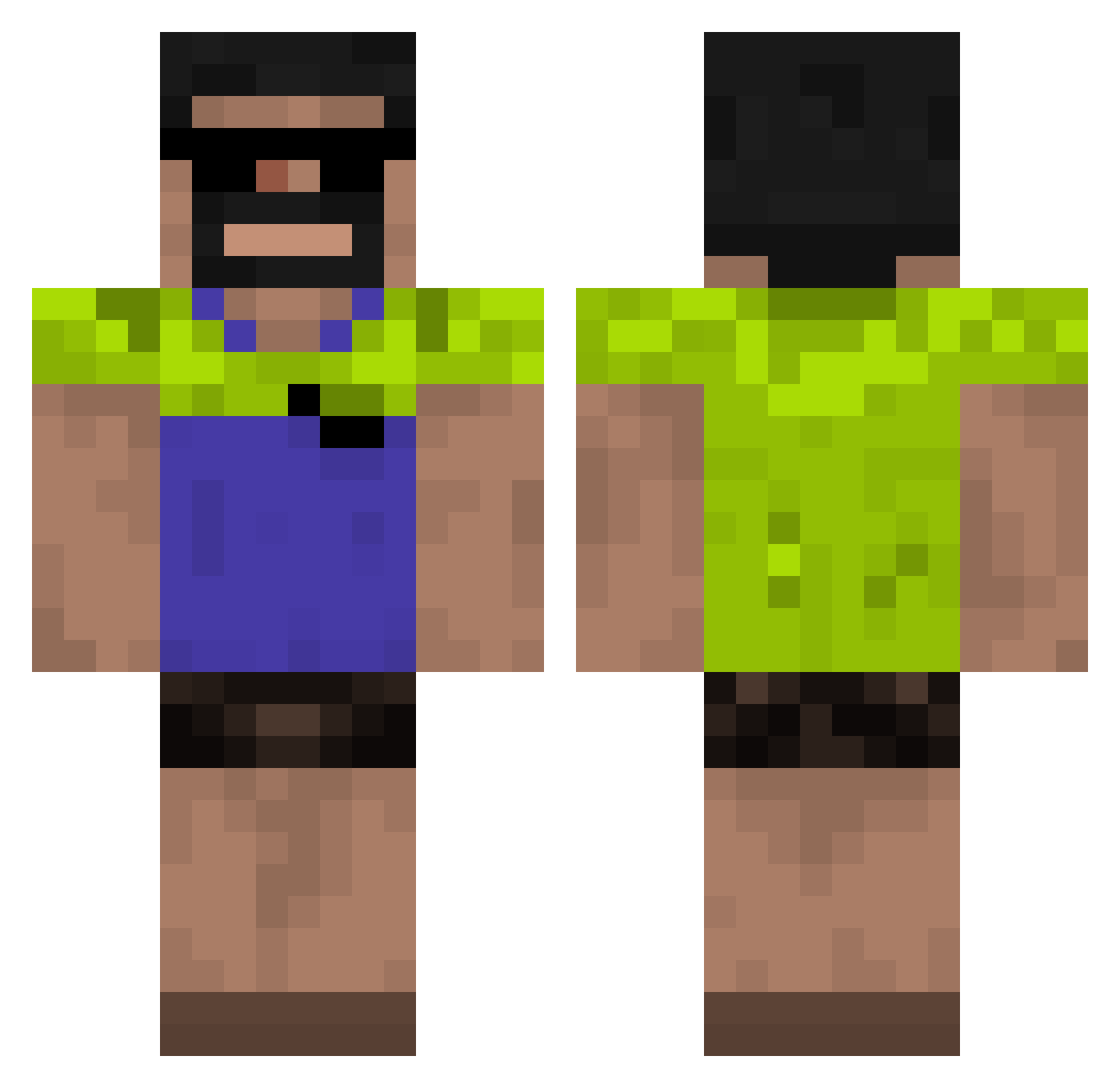 Pimped Minecraft skin, front and back view