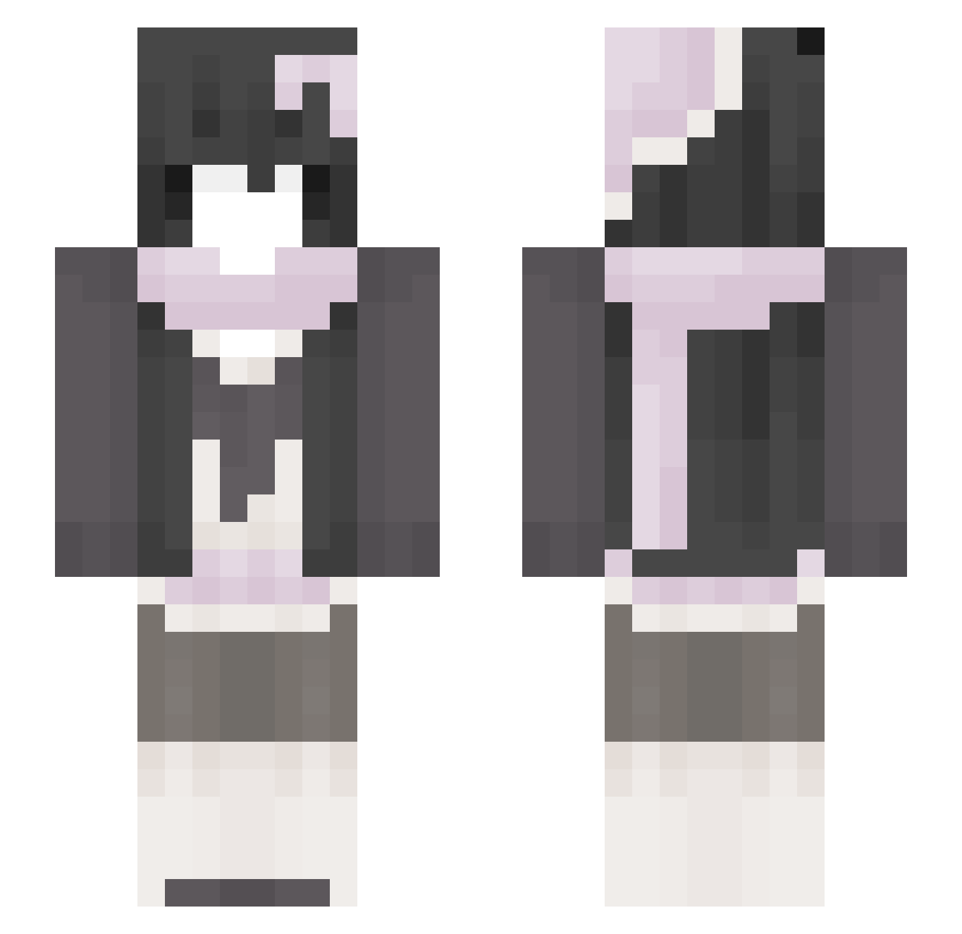Jessme0ww Minecraft skin, front and back view
