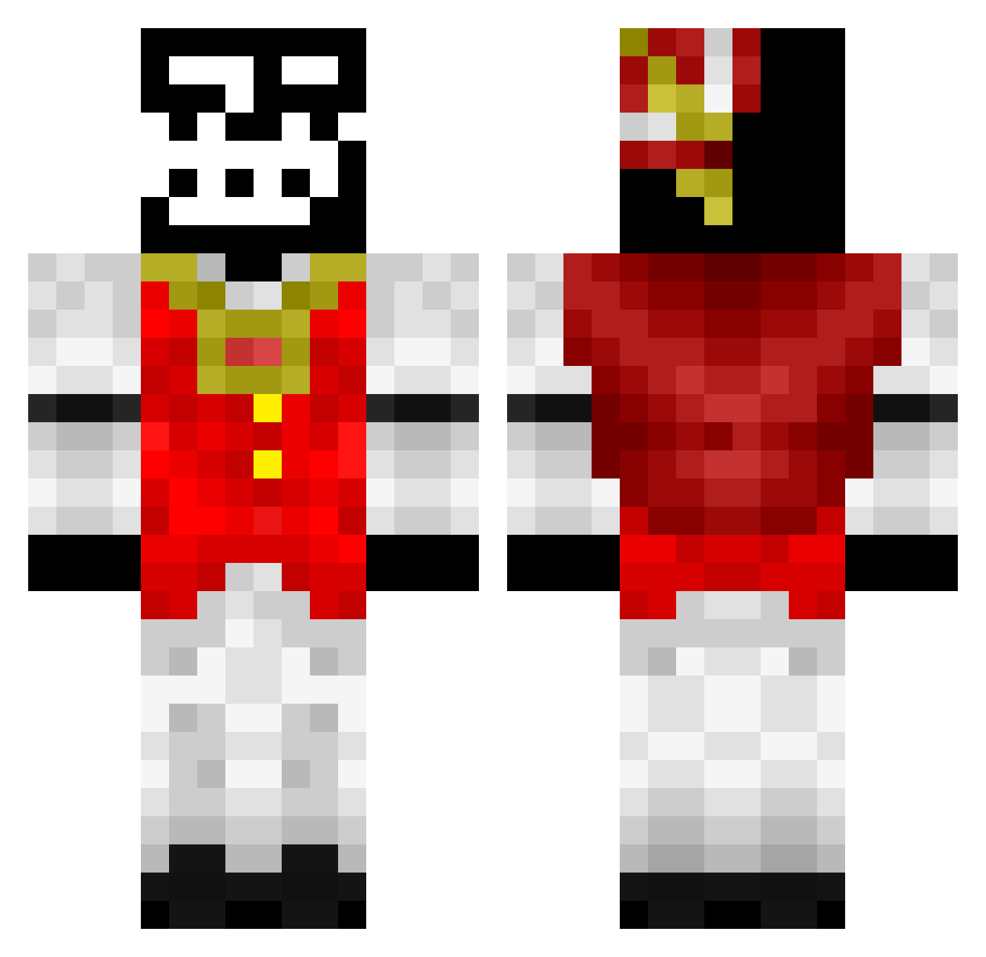 unitooth Minecraft skin, front and back view