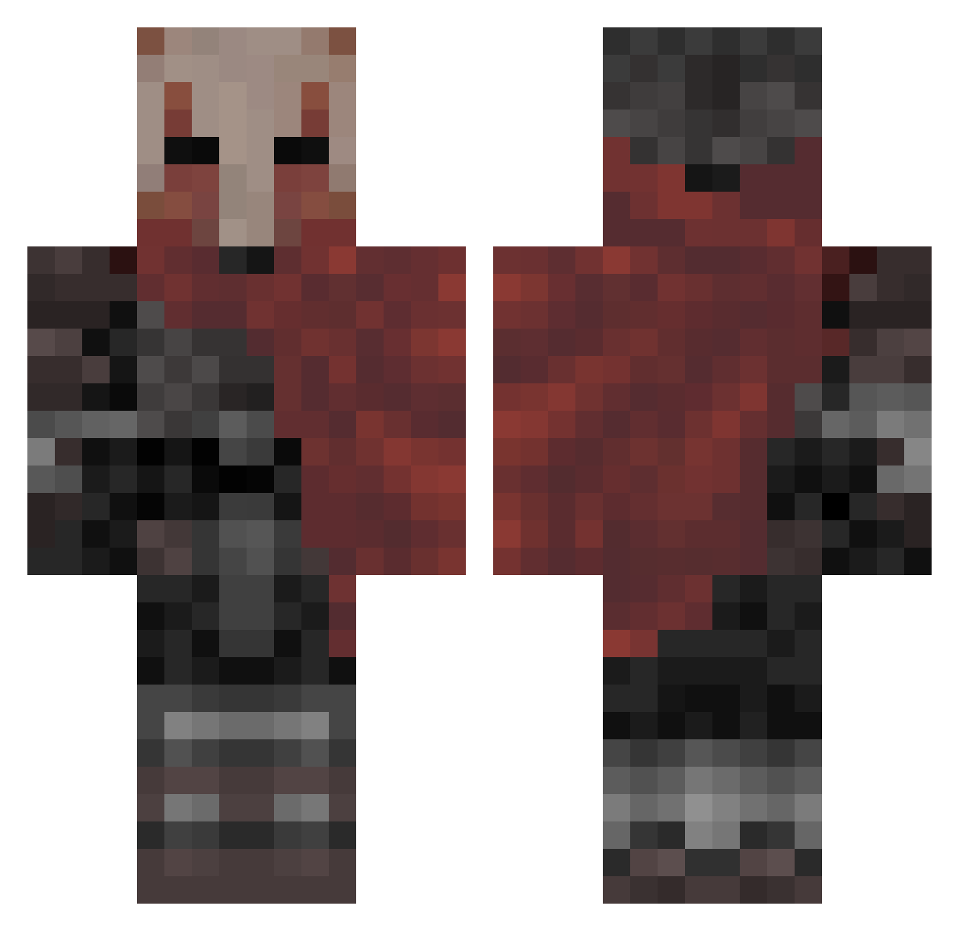 notvlo Minecraft skin, front and back view