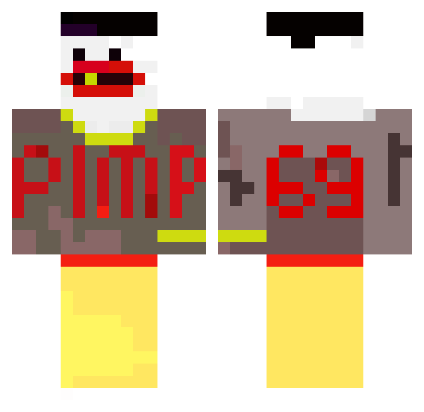 lelepatron Minecraft skin, front and back view