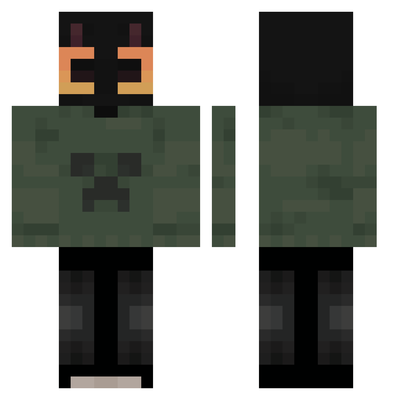 Teriyakistan Minecraft skin, front and back view