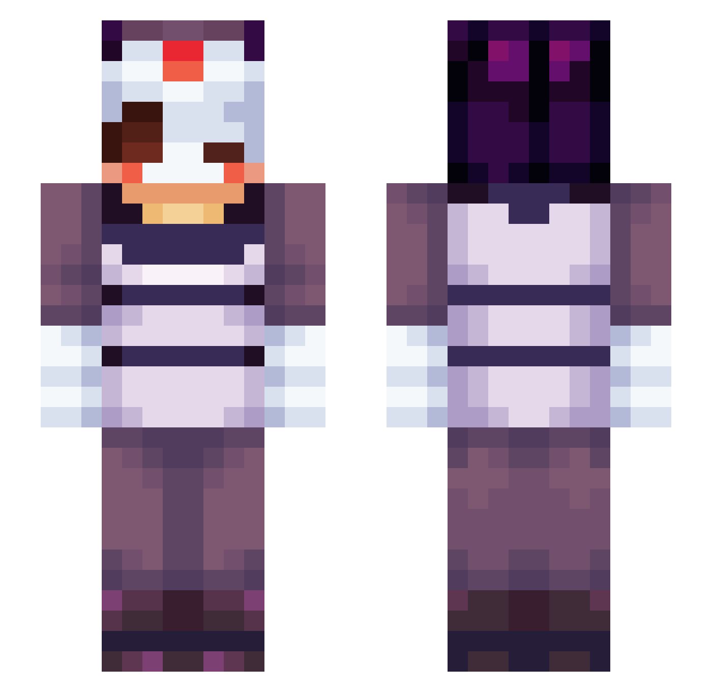 Etroret Minecraft skin, front and back view