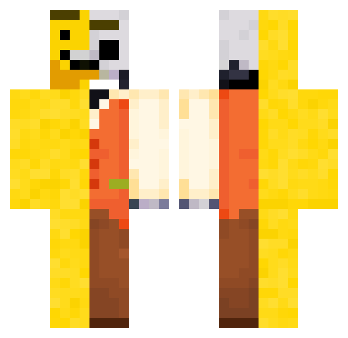 BubbaDisaster Minecraft skin, front and back view