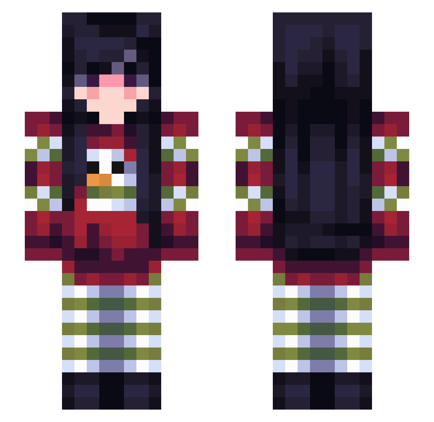Mad7 Minecraft skin, front and back view