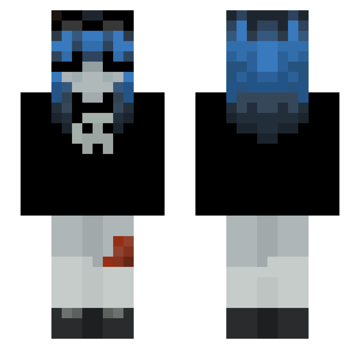 Inzzu Minecraft skin, front and back view