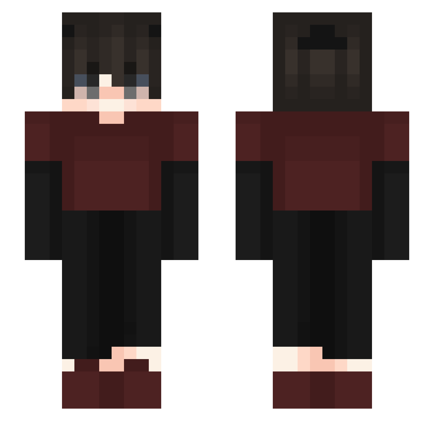 Forzide Minecraft skin, front and back view