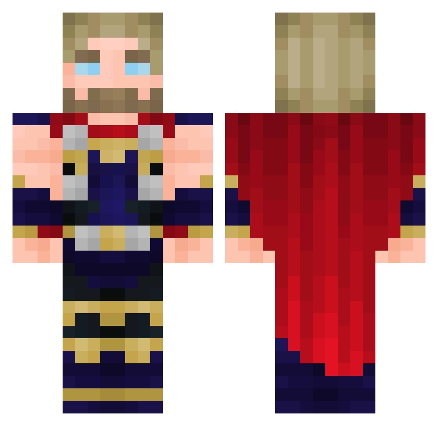 BigDrSauce Minecraft skin, front and back view