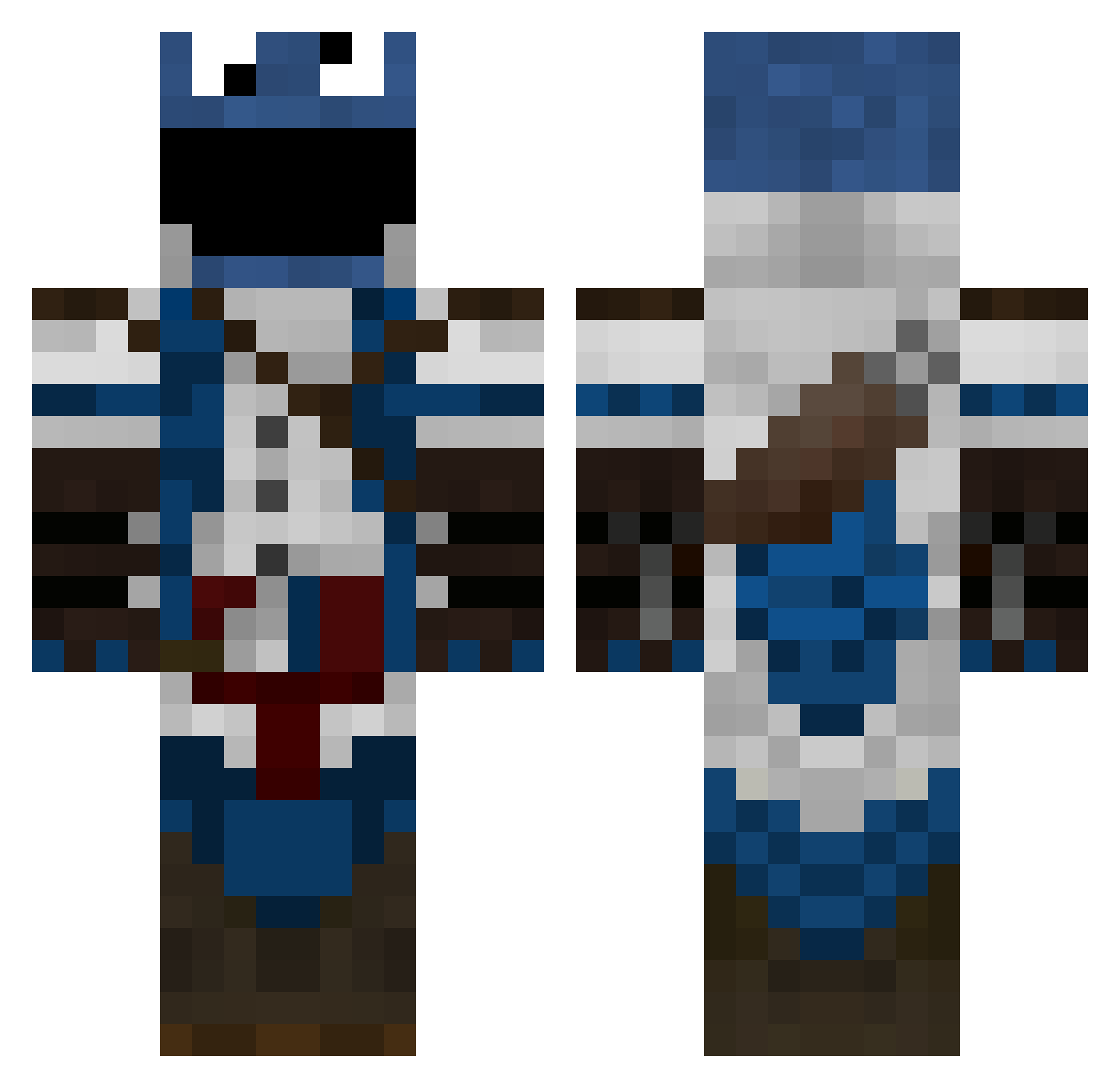 Reachable Minecraft skin, front and back view