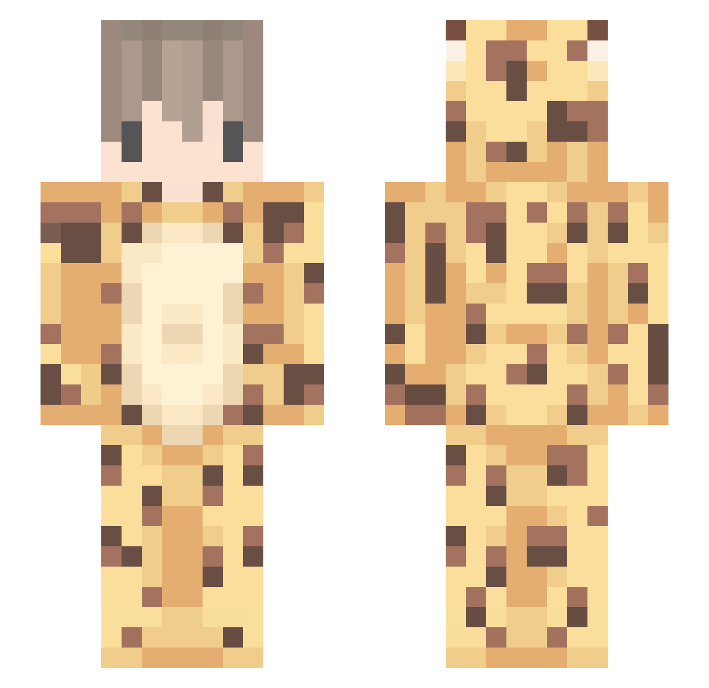 Dendrolagus Minecraft skin, front and back view