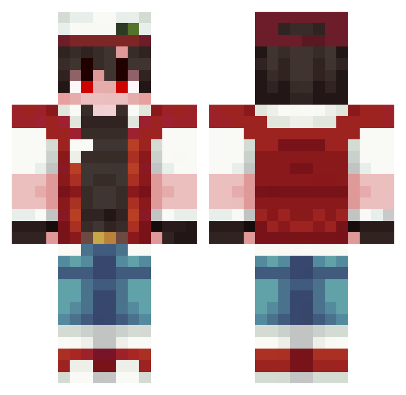 notzombo21 Minecraft skin, front and back view