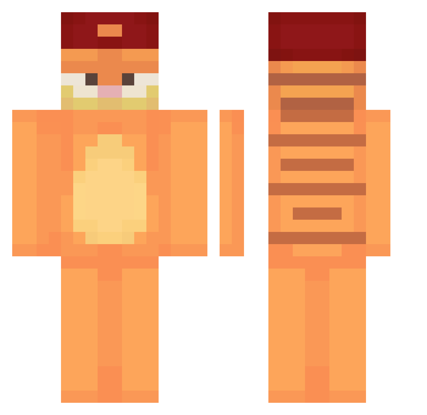 Mostgrid Minecraft skin, front and back view