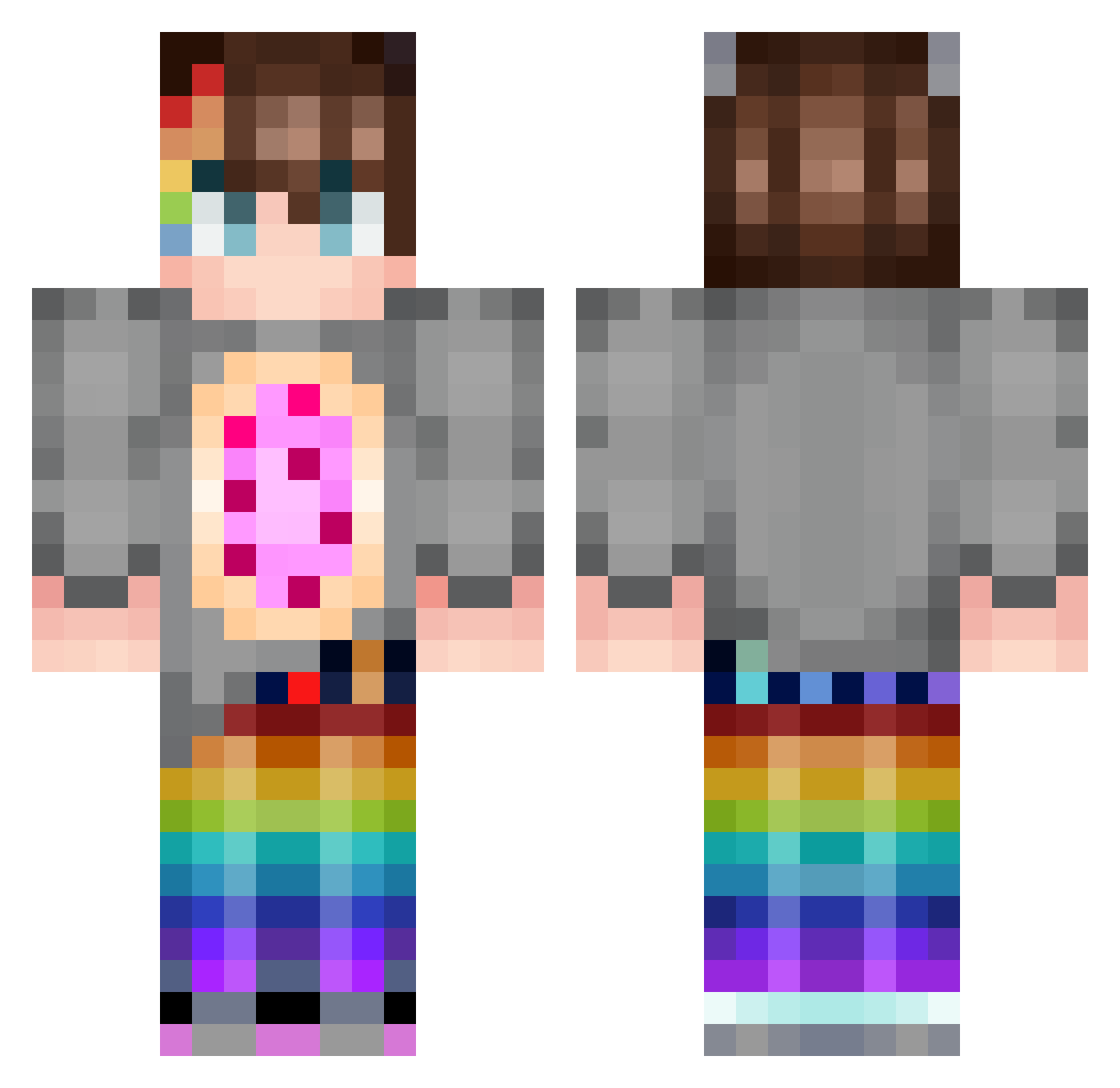 n1oncat Minecraft skin, front and back view