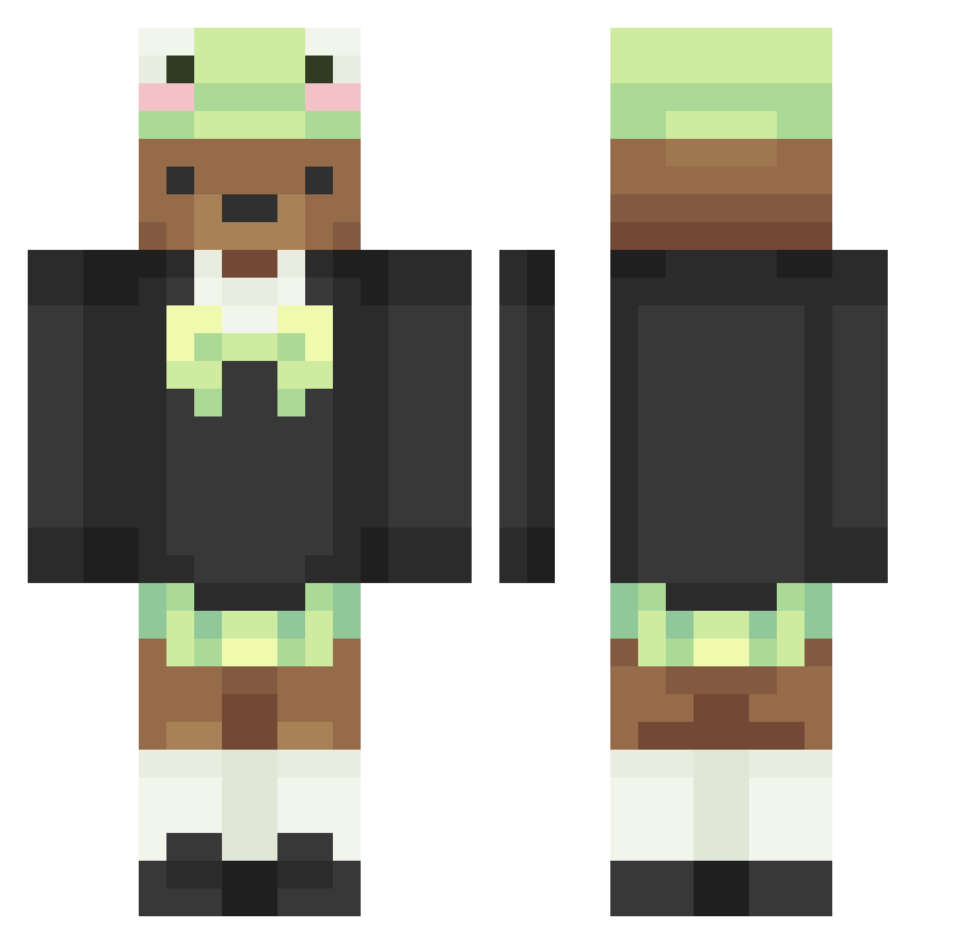 Wxhitee Minecraft skin, front and back view