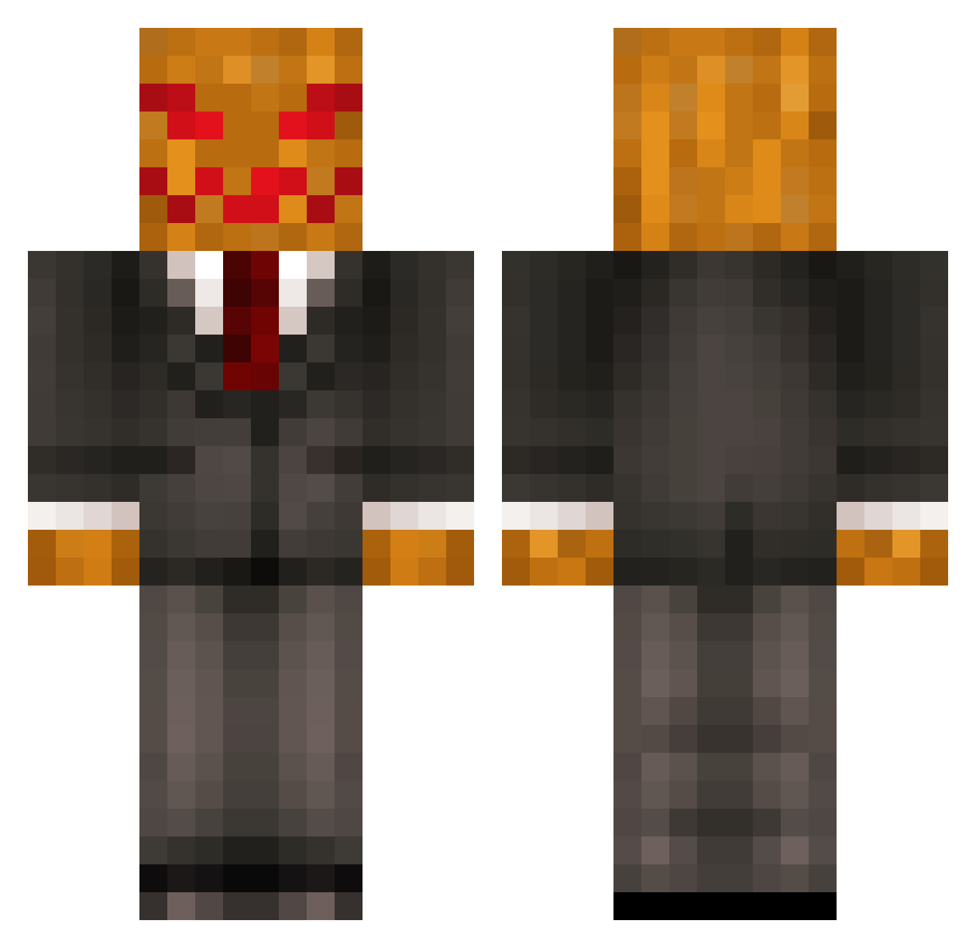 Rekwass Minecraft skin, front and back view