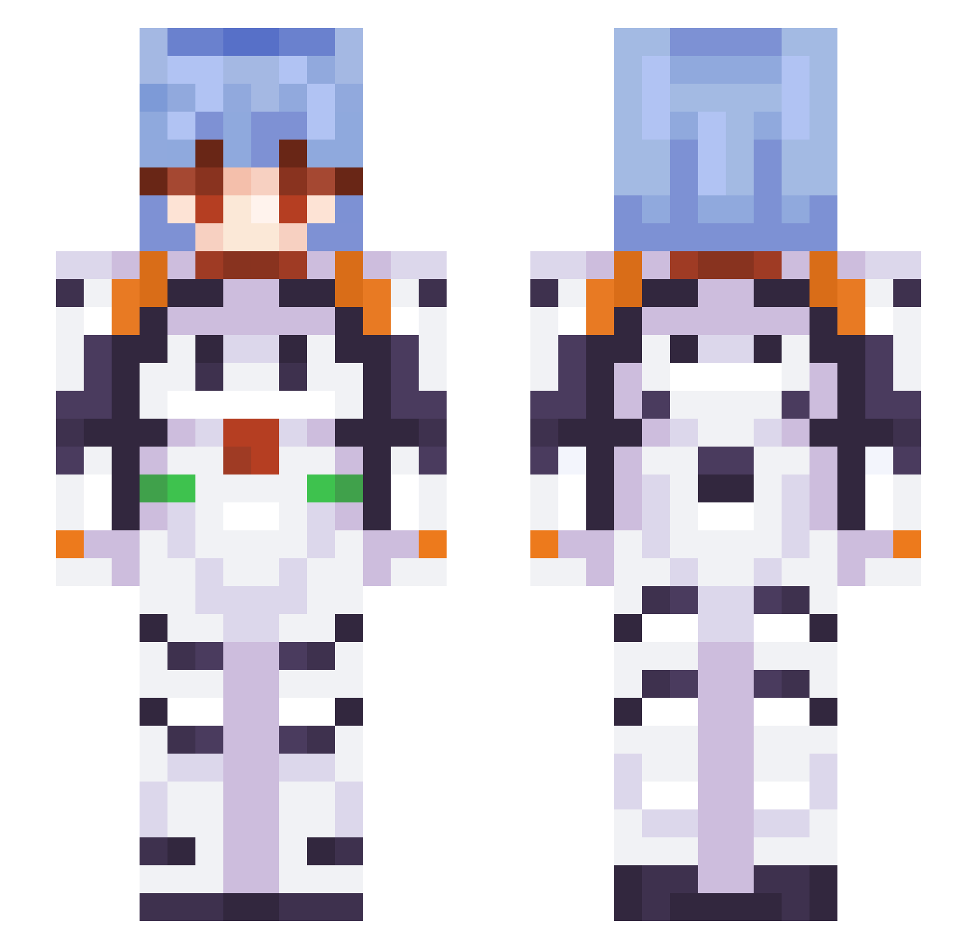 AyanamiGlow00 Minecraft skin, front and back view