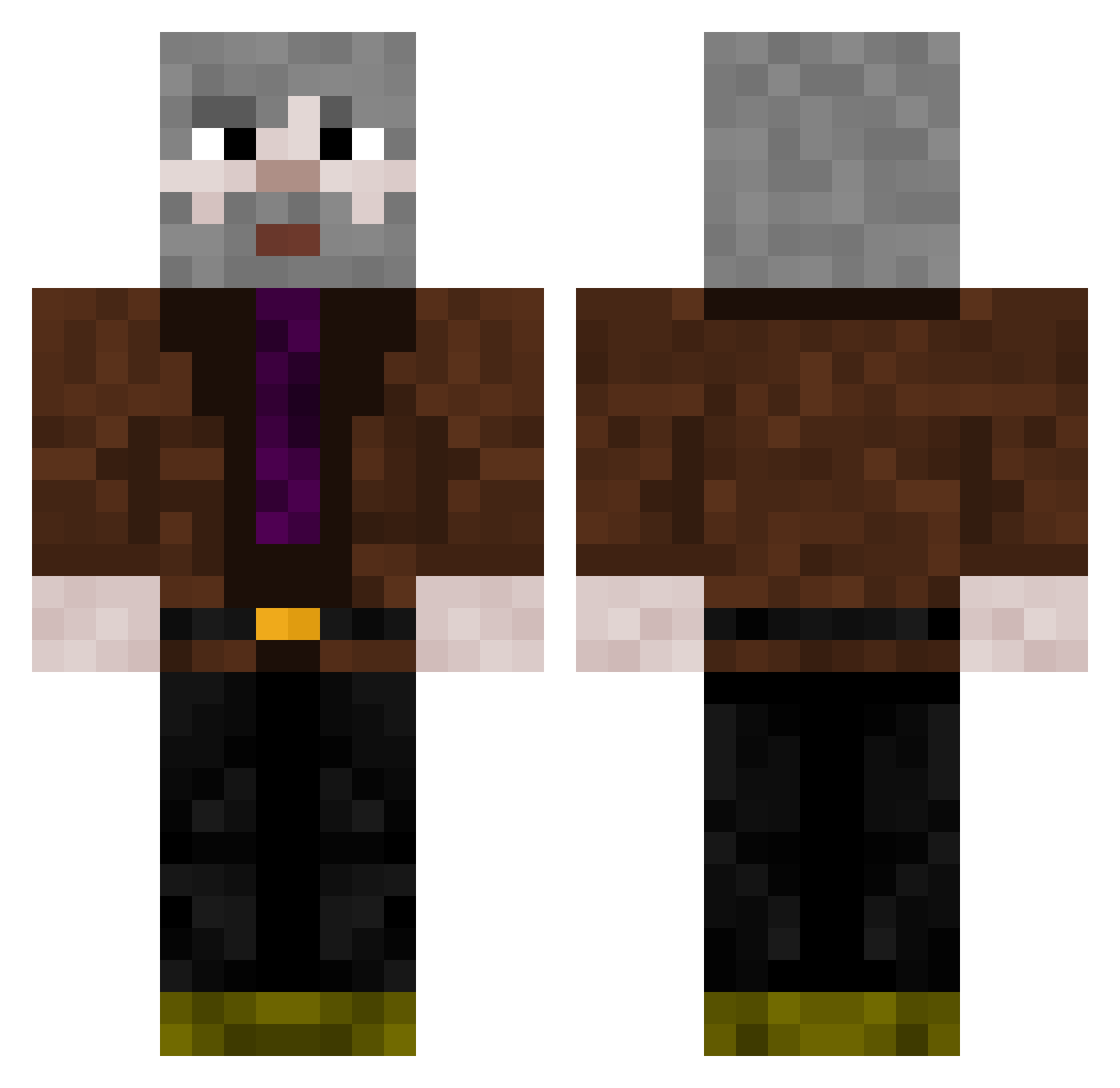 Zyrkal Minecraft skin, front and back view