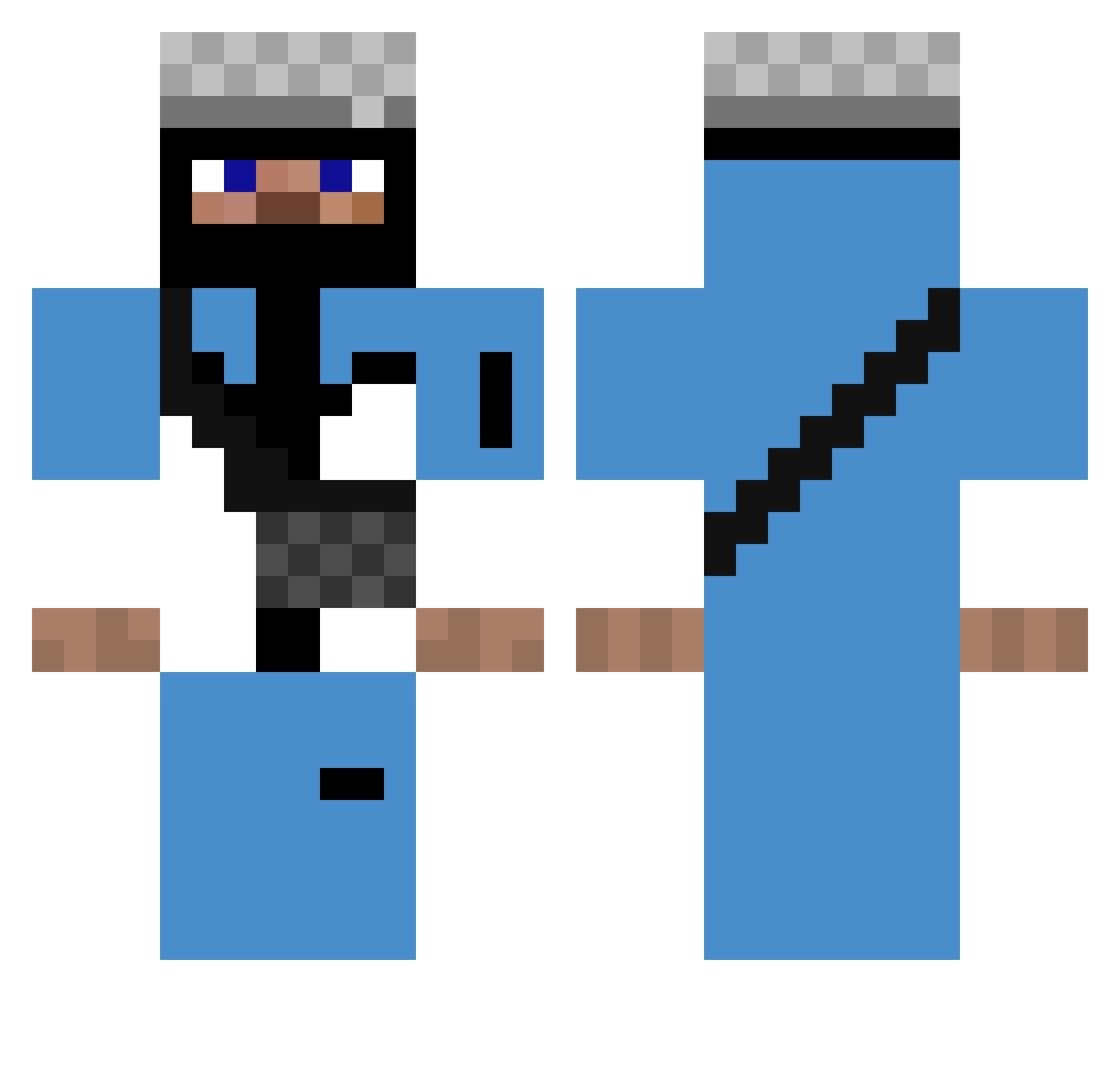 manlikebenji Minecraft skin, front and back view