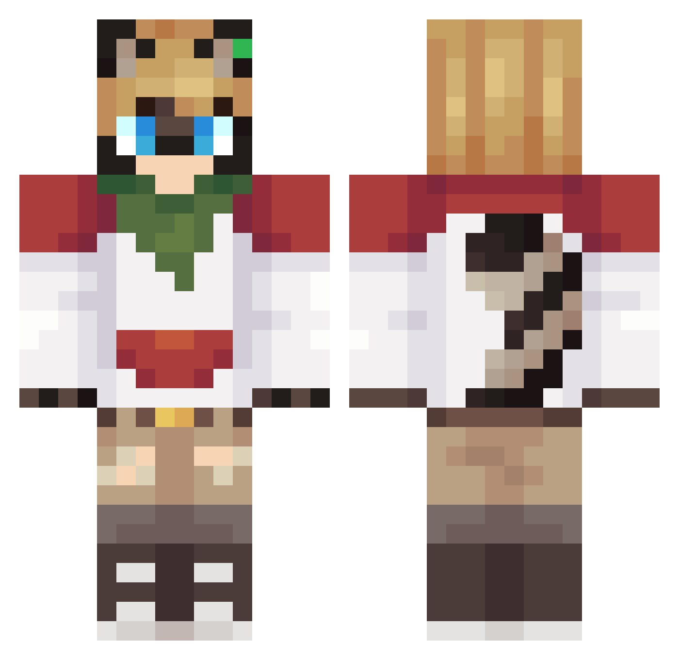 TomathySoot Minecraft skin, front and back view