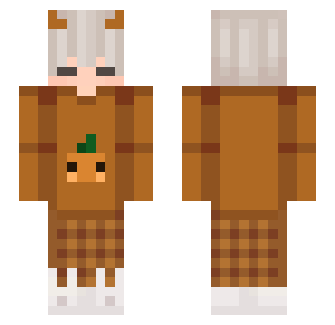 Flexbert Minecraft skin, front and back view