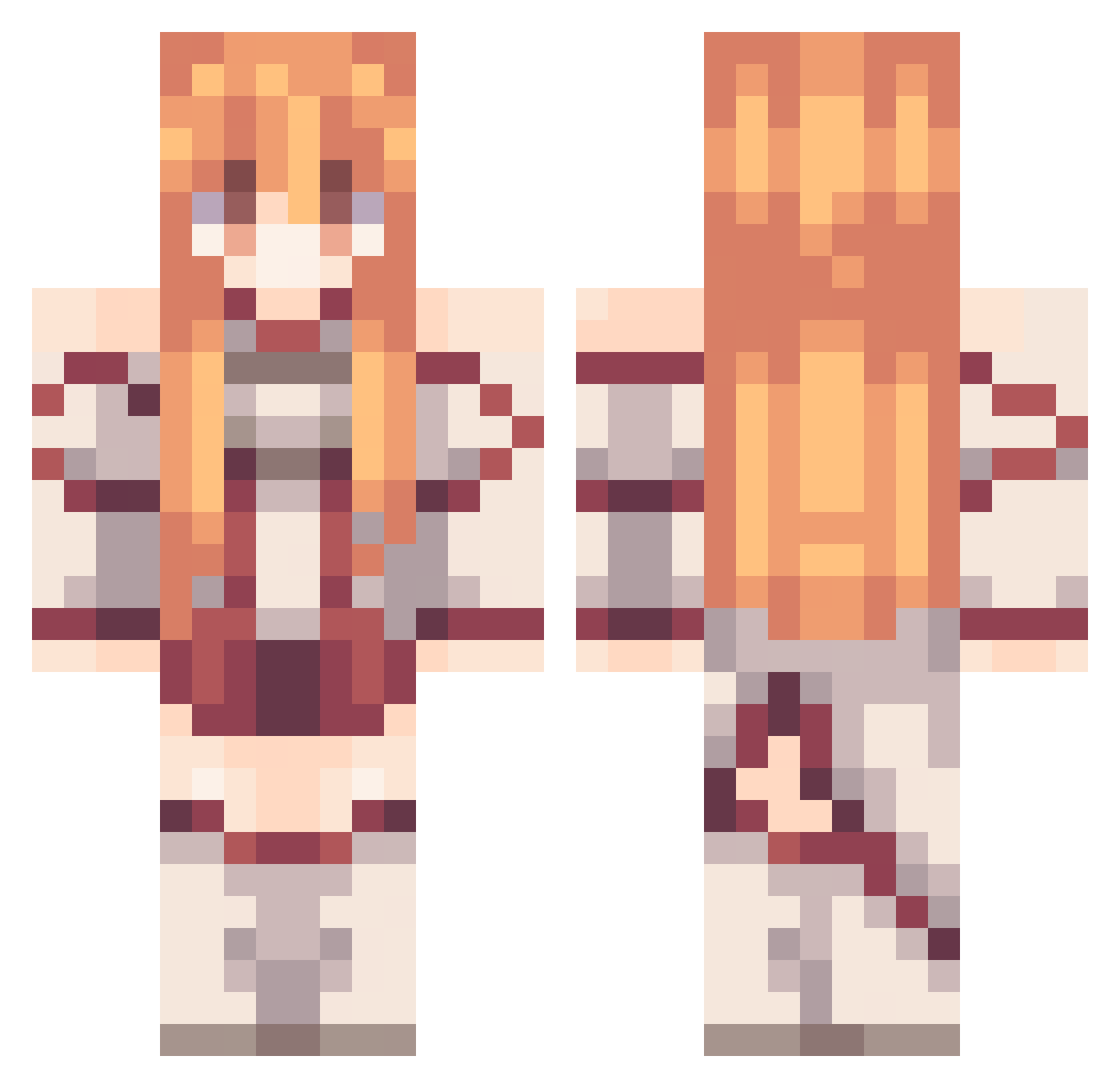 ItsLyxa Minecraft skin, front and back view