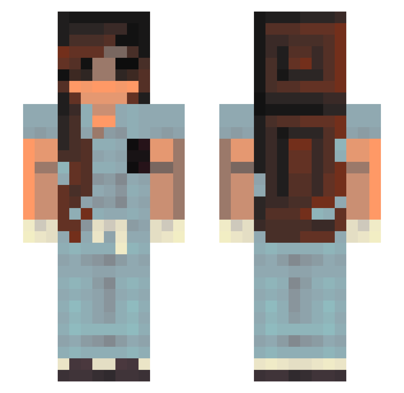 ItsJustStarri Minecraft skin, front and back view