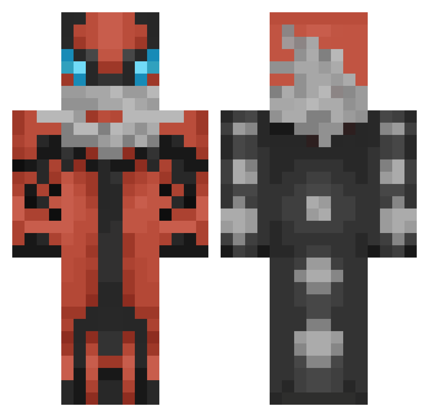 Excelion Minecraft skin, front and back view
