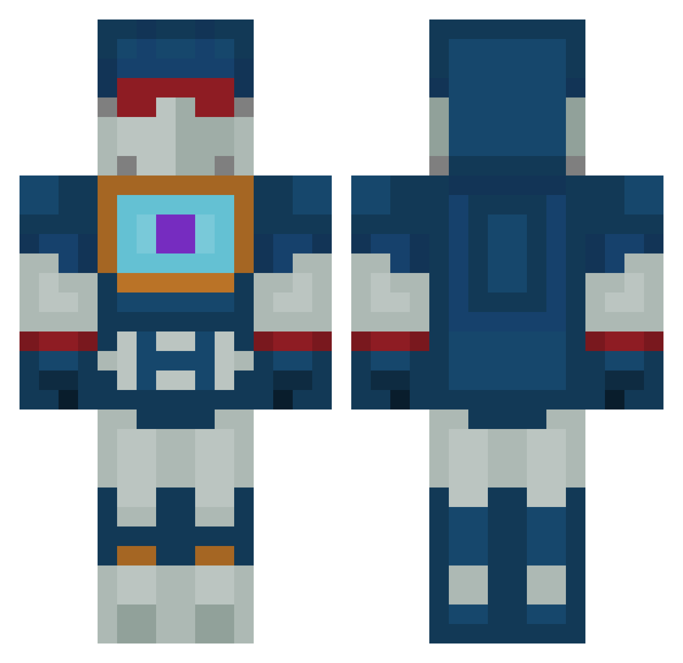RJ28 Minecraft skin, front and back view