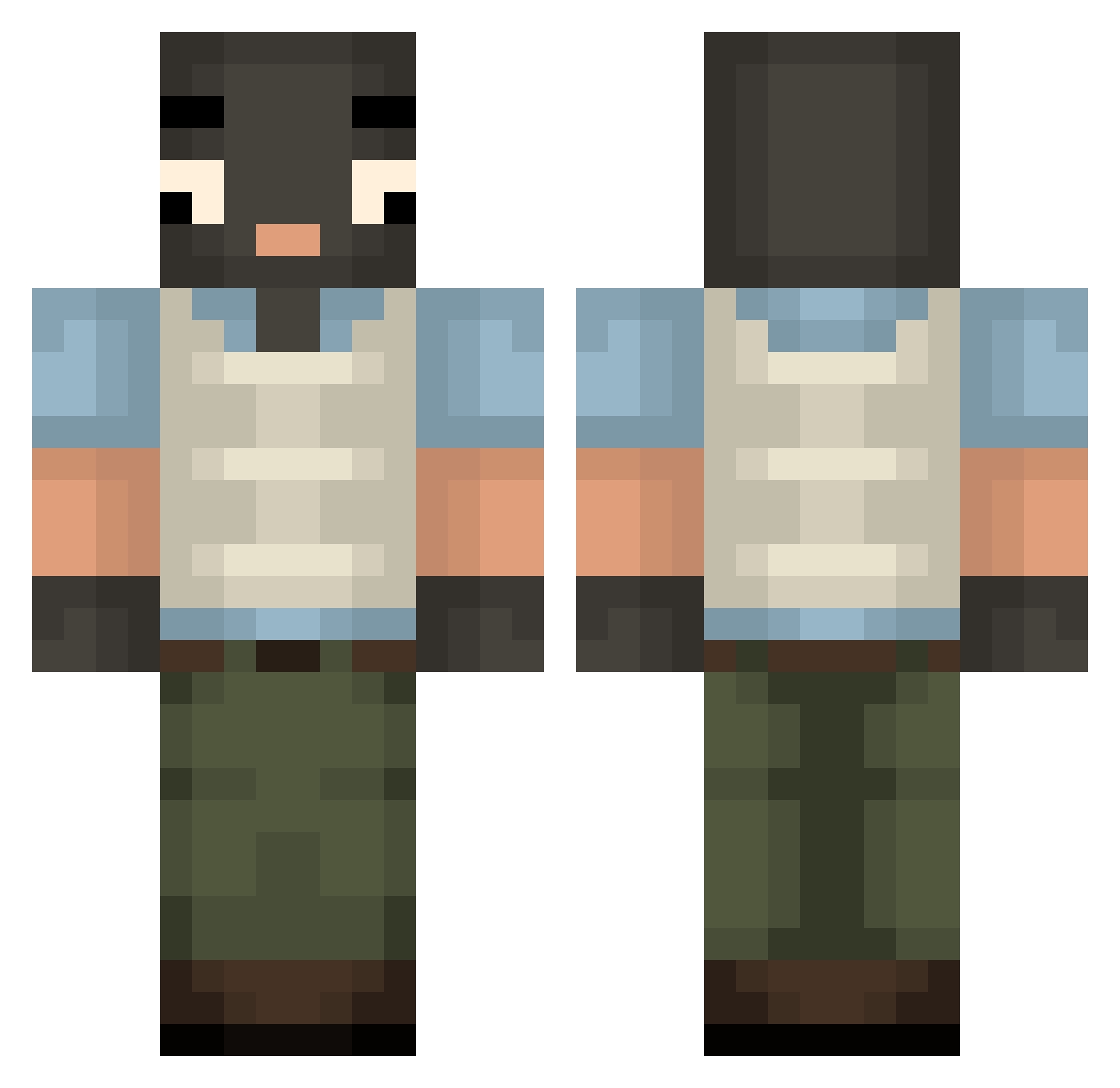 AiramOwO Minecraft skin, front and back view