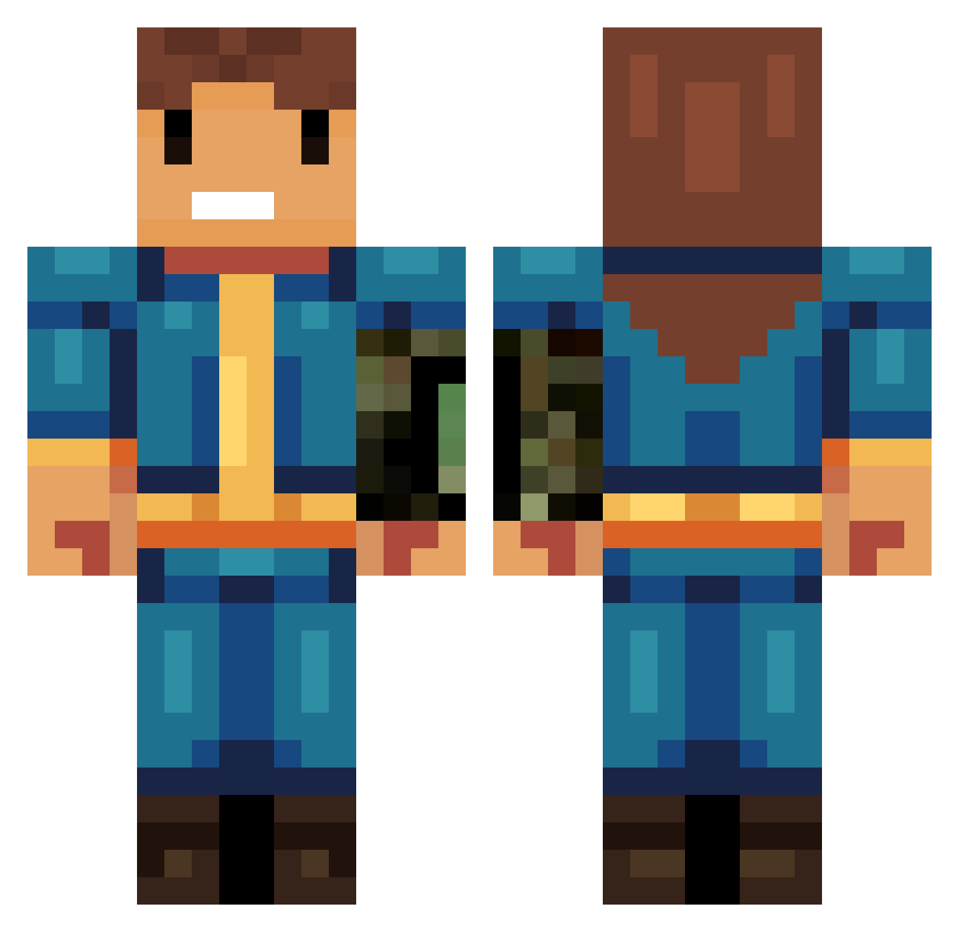 YssaBell Minecraft skin, front and back view