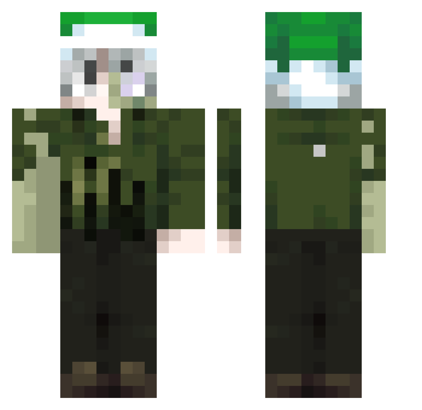 Soxed Minecraft skin, front and back view