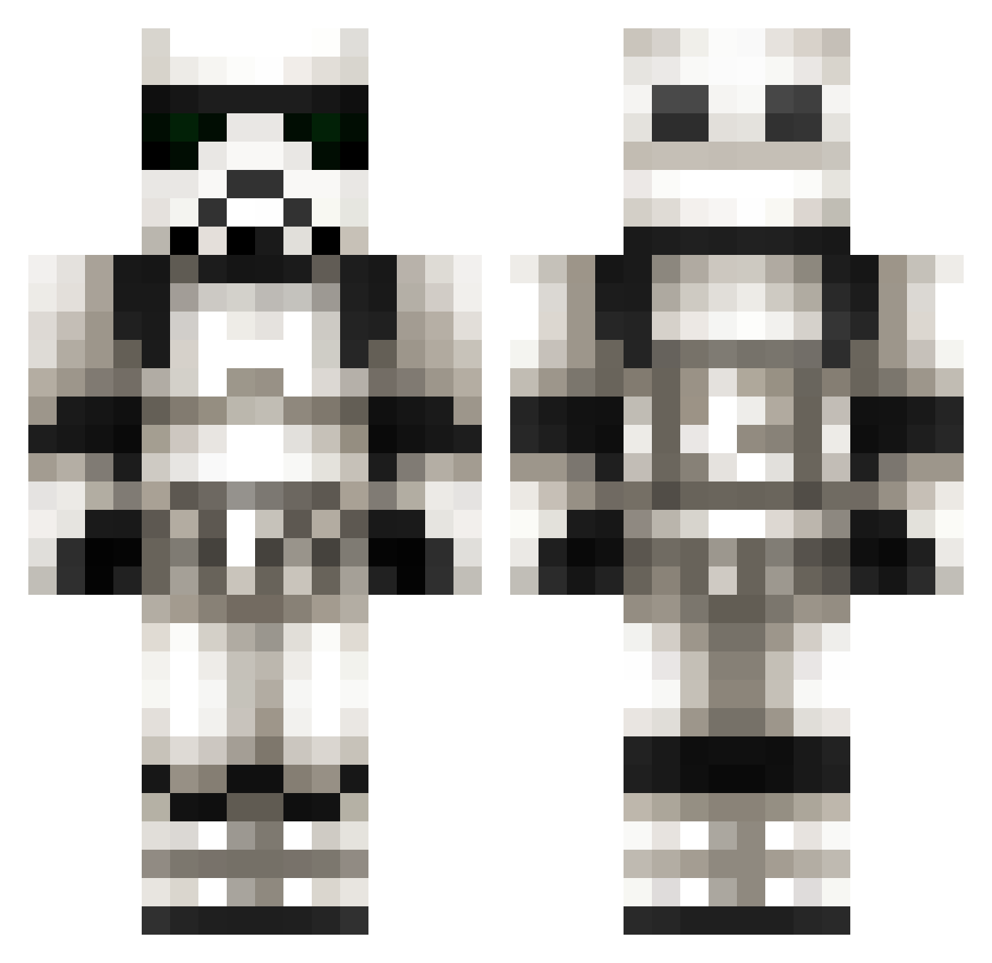 stitched Minecraft skin, front and back view