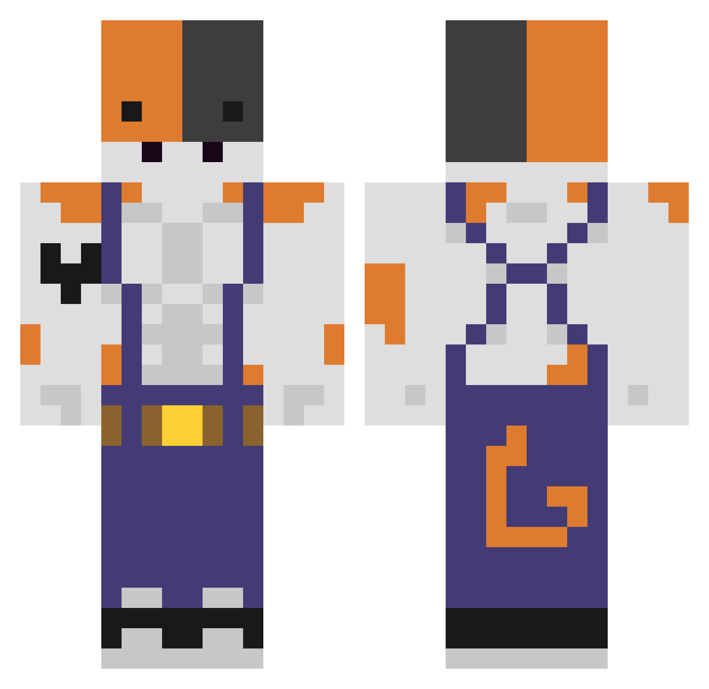 Blocksnini Minecraft skin, front and back view