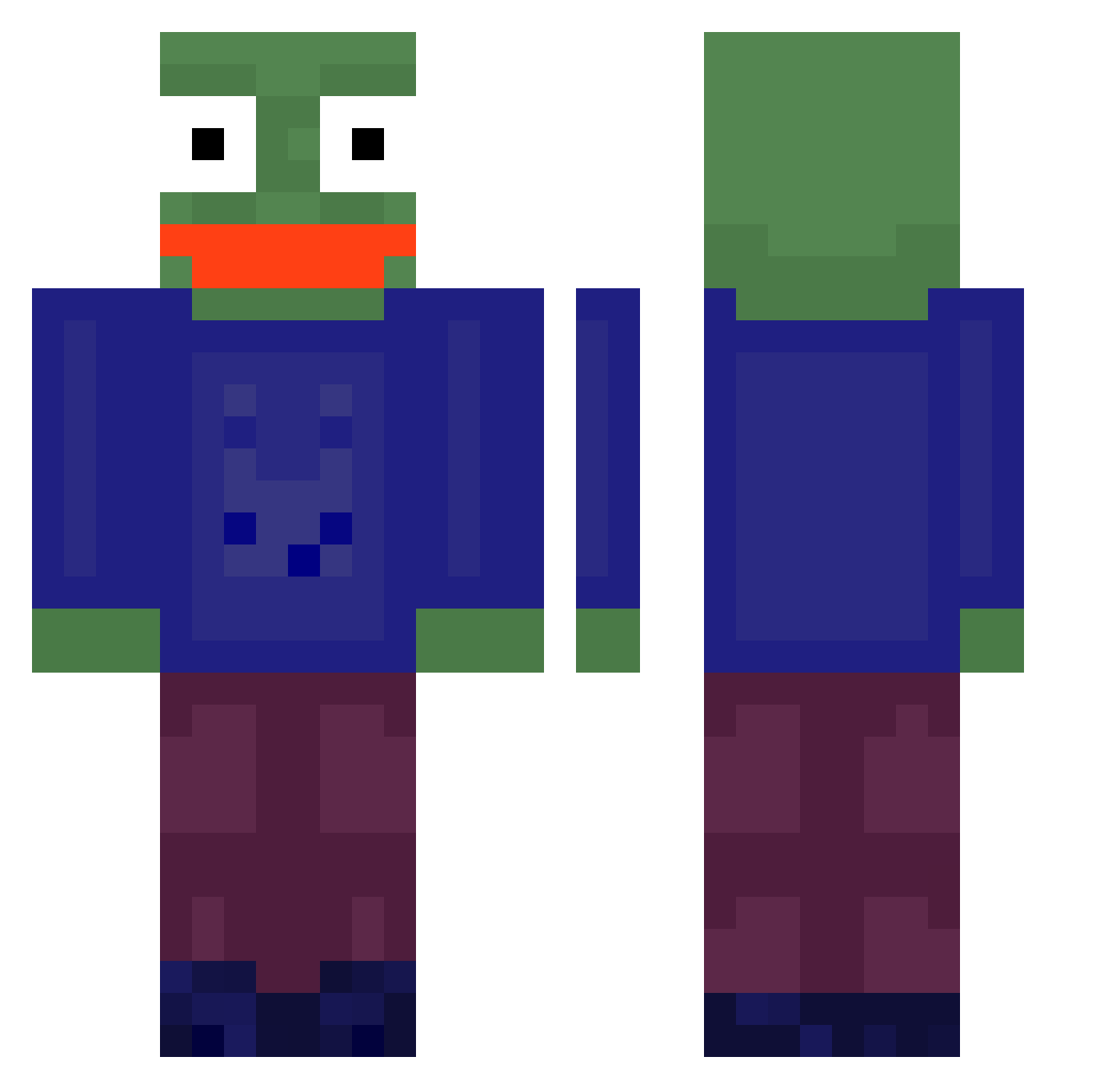 Poison Minecraft skin, front and back view
