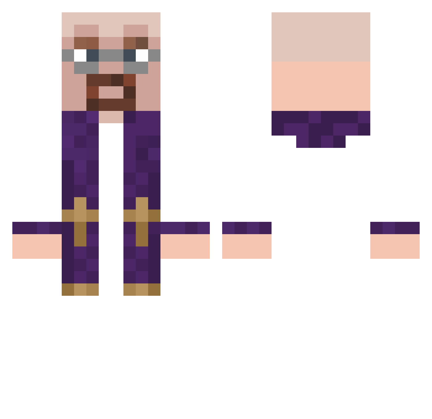 Knarikss Minecraft skin, front and back view