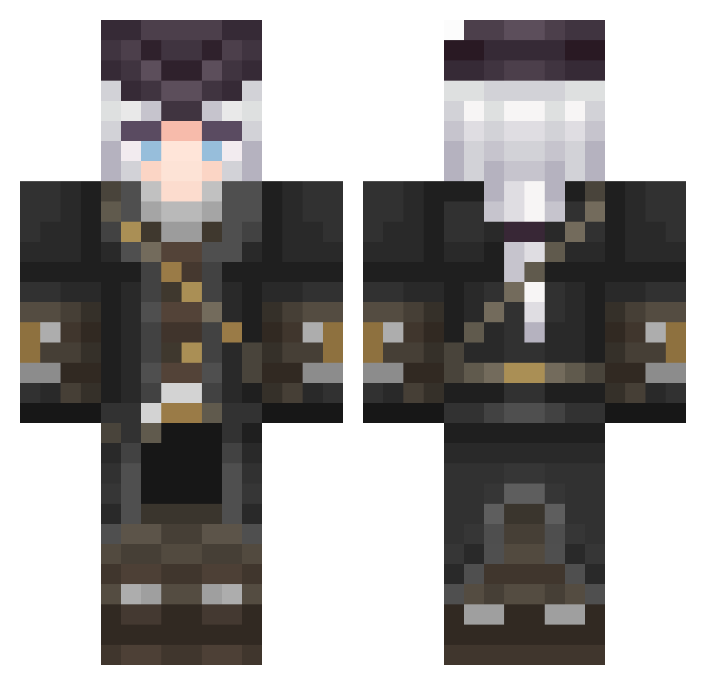 unroasted Minecraft skin, front and back view