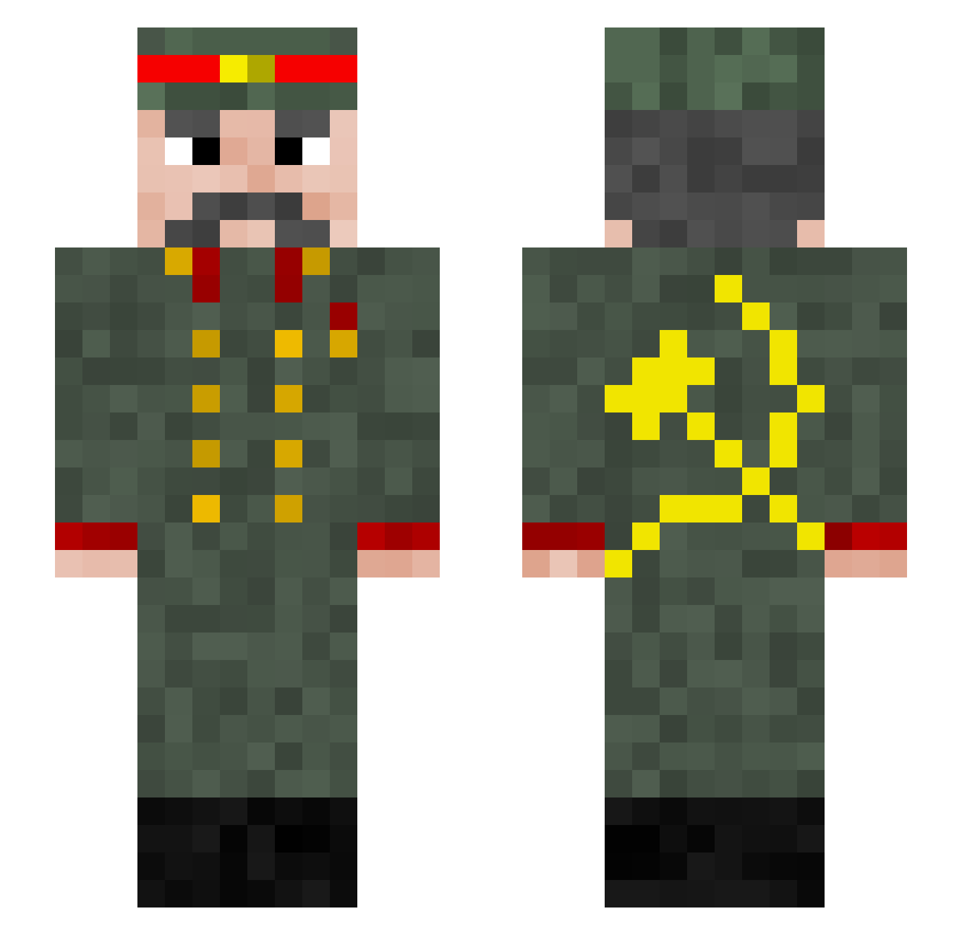 MoltenTrool Minecraft skin, front and back view