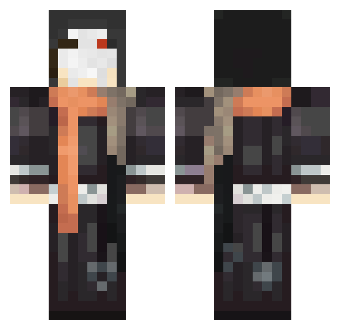 DroppaDro Minecraft skin, front and back view