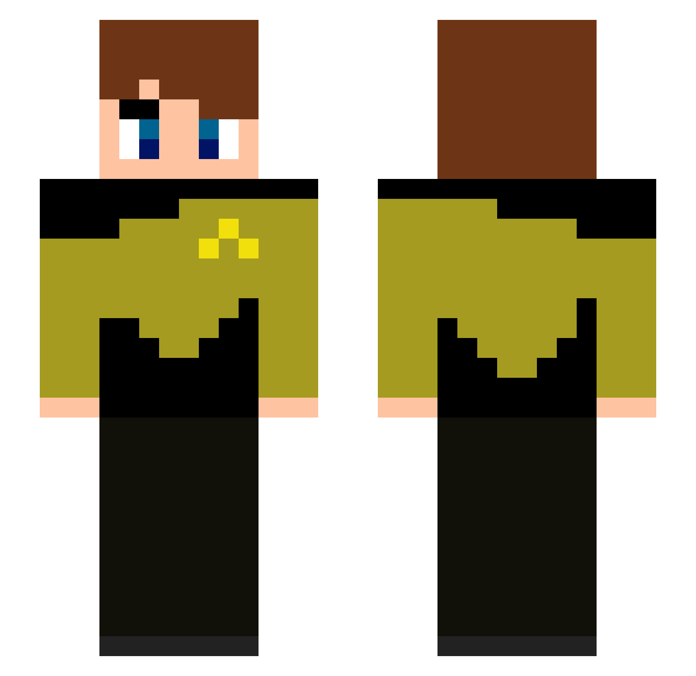GnomeBlocks Minecraft skin, front and back view